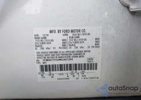 2021 Ford Explorer Limited from USA, damaged, VIN 1FMSK7FH2MGA67295